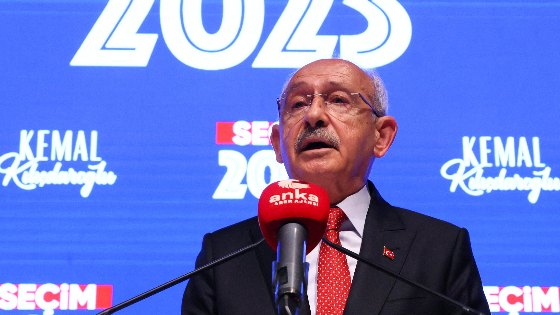 Kemal Kilicdaroglu speaks following early results for the second round of the presidential election in Ankara (Reuters)