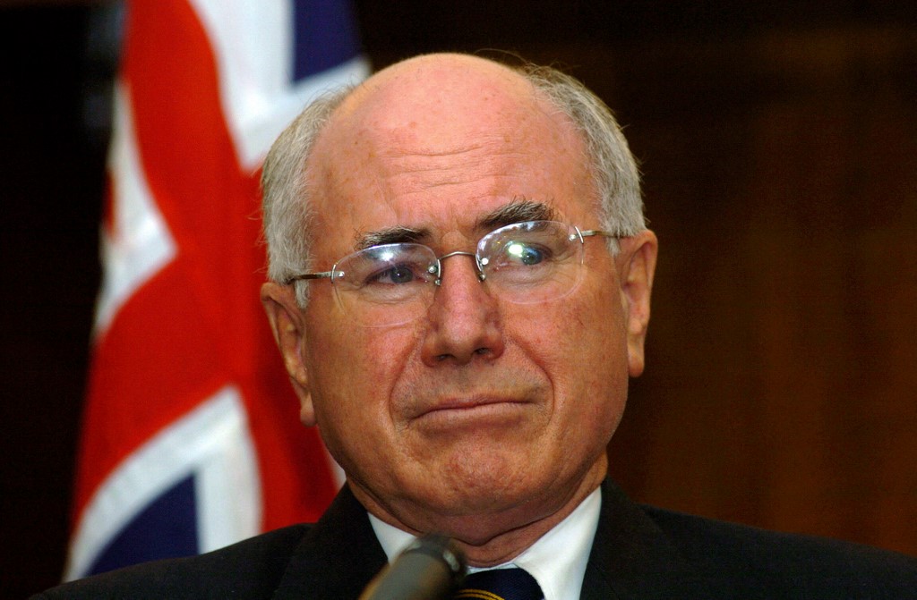 Then-Australian Prime Minister John Howard at a press conference at the presidential palace in Kabul, 21 November 2005, on a visit to Australian troops stationed in Afghanistan (AFP)