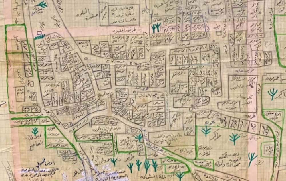 The author’s great-uncle drew a detailed map of Jimzu, including family and street names (Supplied)