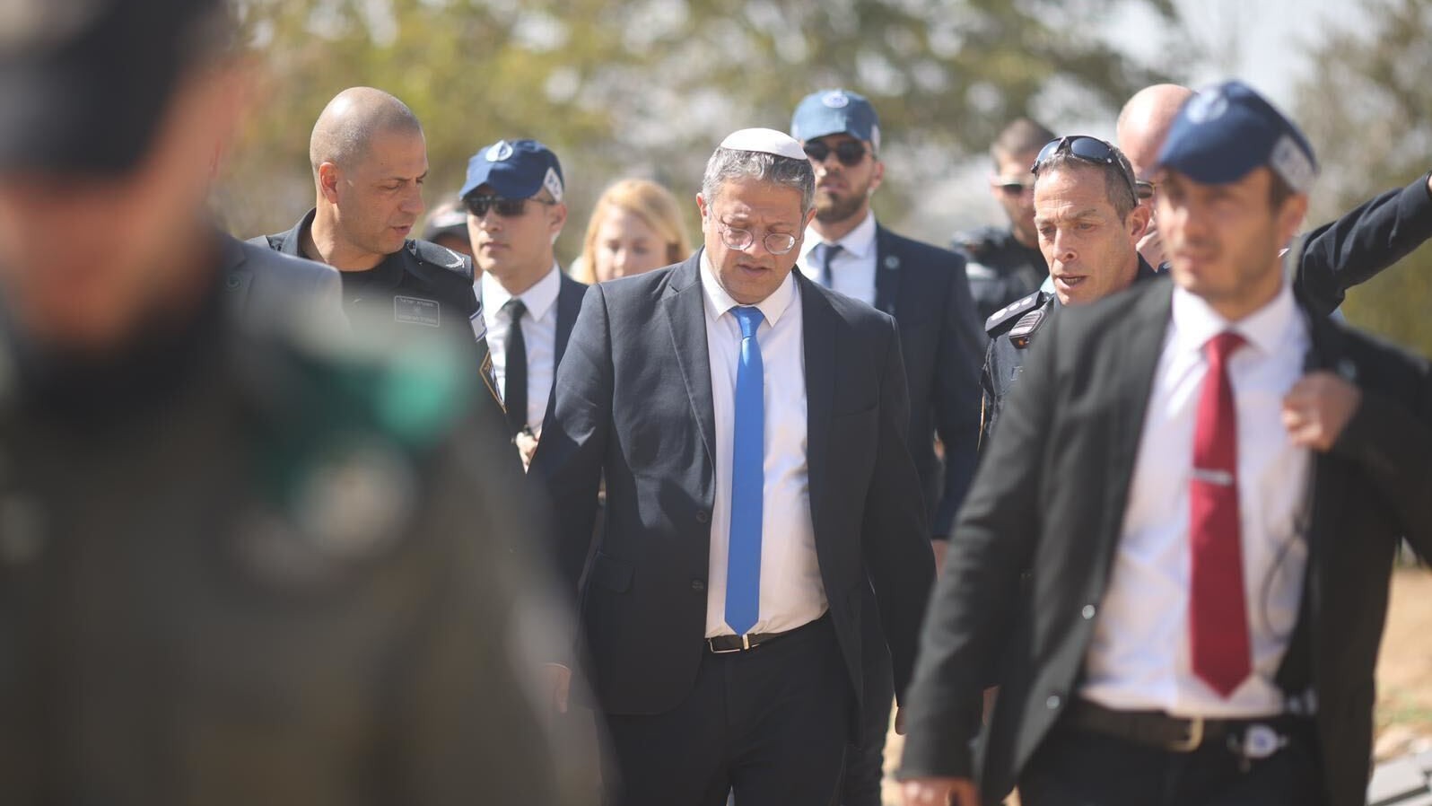 National Security Minister Itamar Ben Gvir in Jerusalem amid protests (MEE/Oren Ziv)