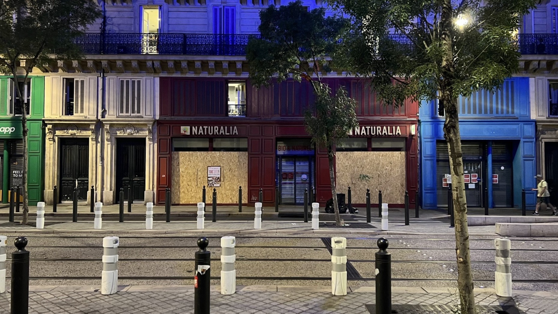 Some businesses remain boarded up in Marseille on 7 July 2023, after days of protests and riots gripped France (MEE/Frank Andrews)