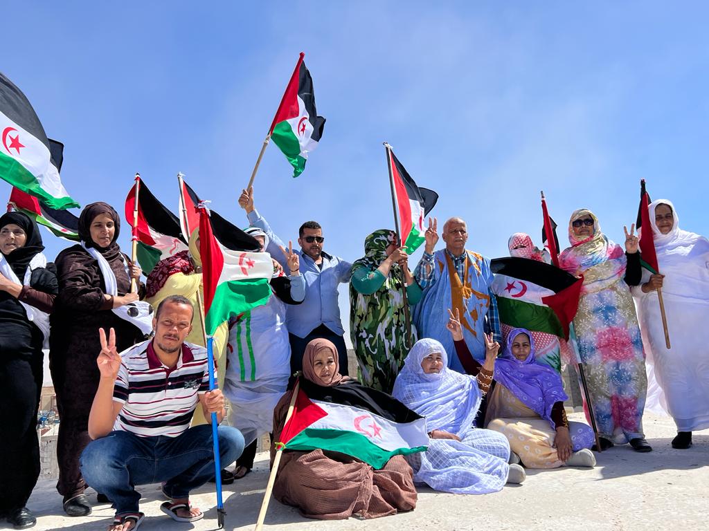 Female activists gather in Boujdour in Western Sahara last week in support of activist Sultana Khaya (Facebook)