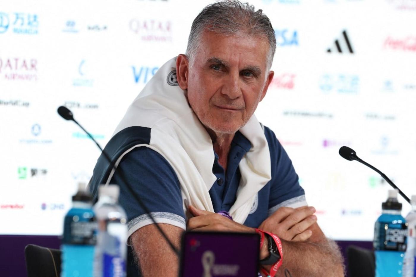 Iran's Portuguese head coach Carlos Queiroz attends a press conference in Doha on 24 November 2022, on the eve of the match between Wales and Iran (AFP)