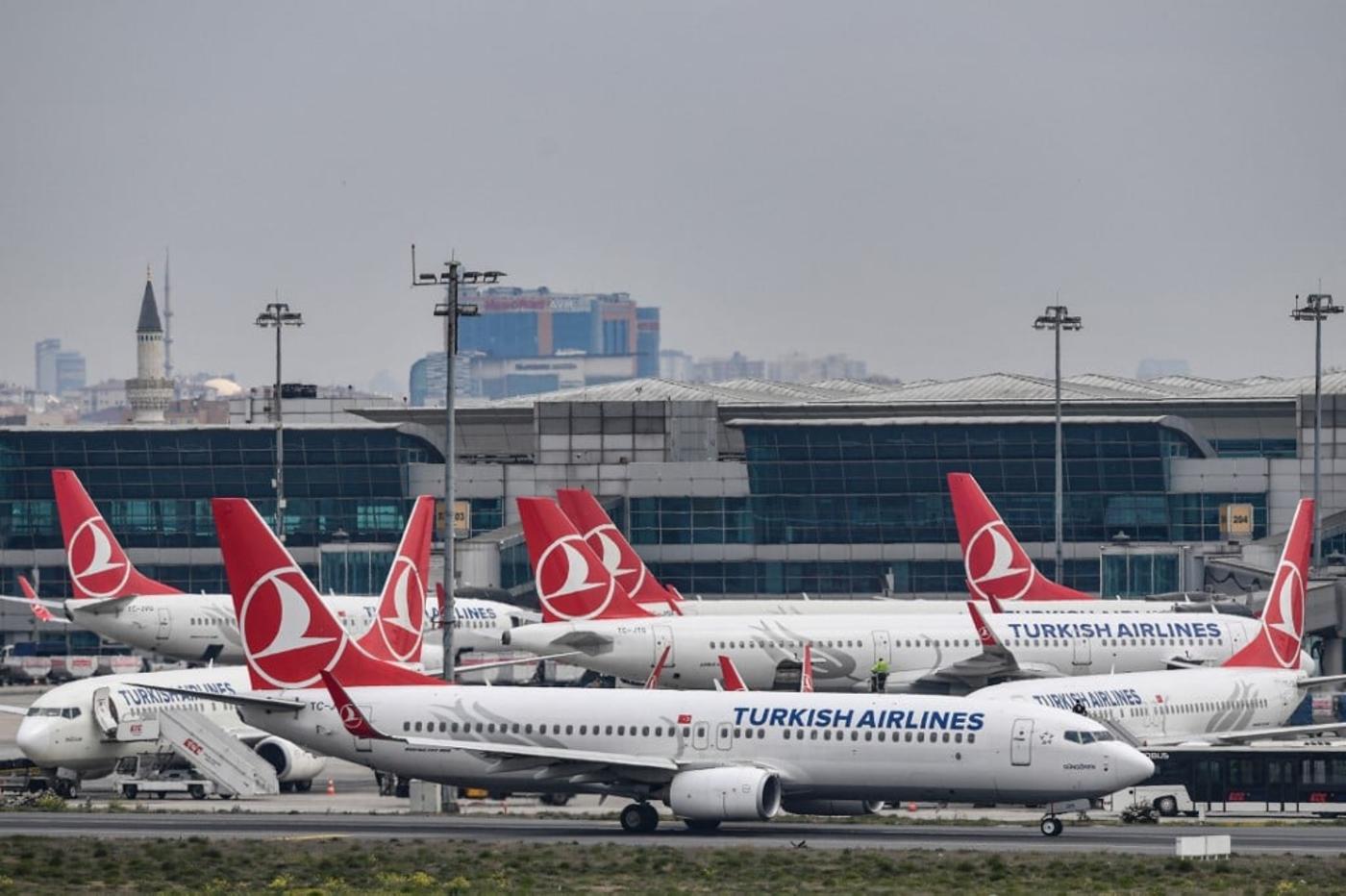 Turkish Airlines planes are pictured on the tarmac of the Ataturk Airport on April 4, 2019, in Istanbul. (AFP)