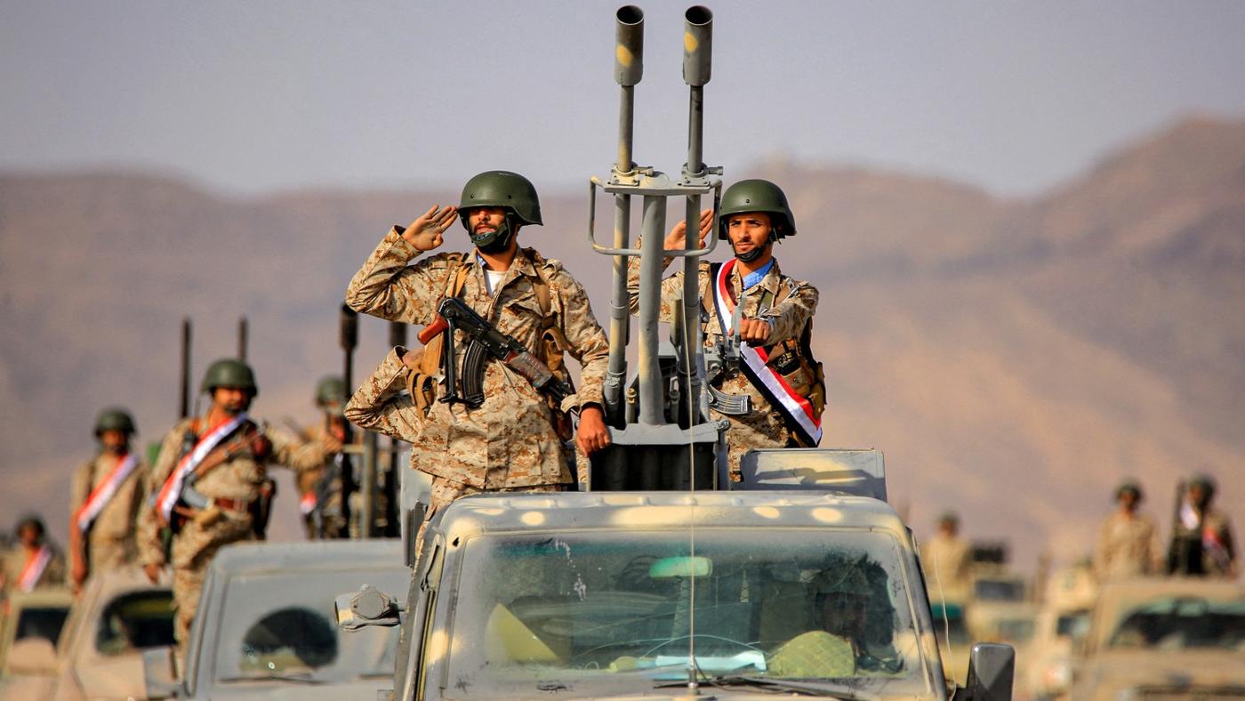 Soldiers during a military parade of the armed forces of the Saudi-backed and internationally-recognised Yemeni government in Yemen's northeastern province of Marib, on 16 June 2022.