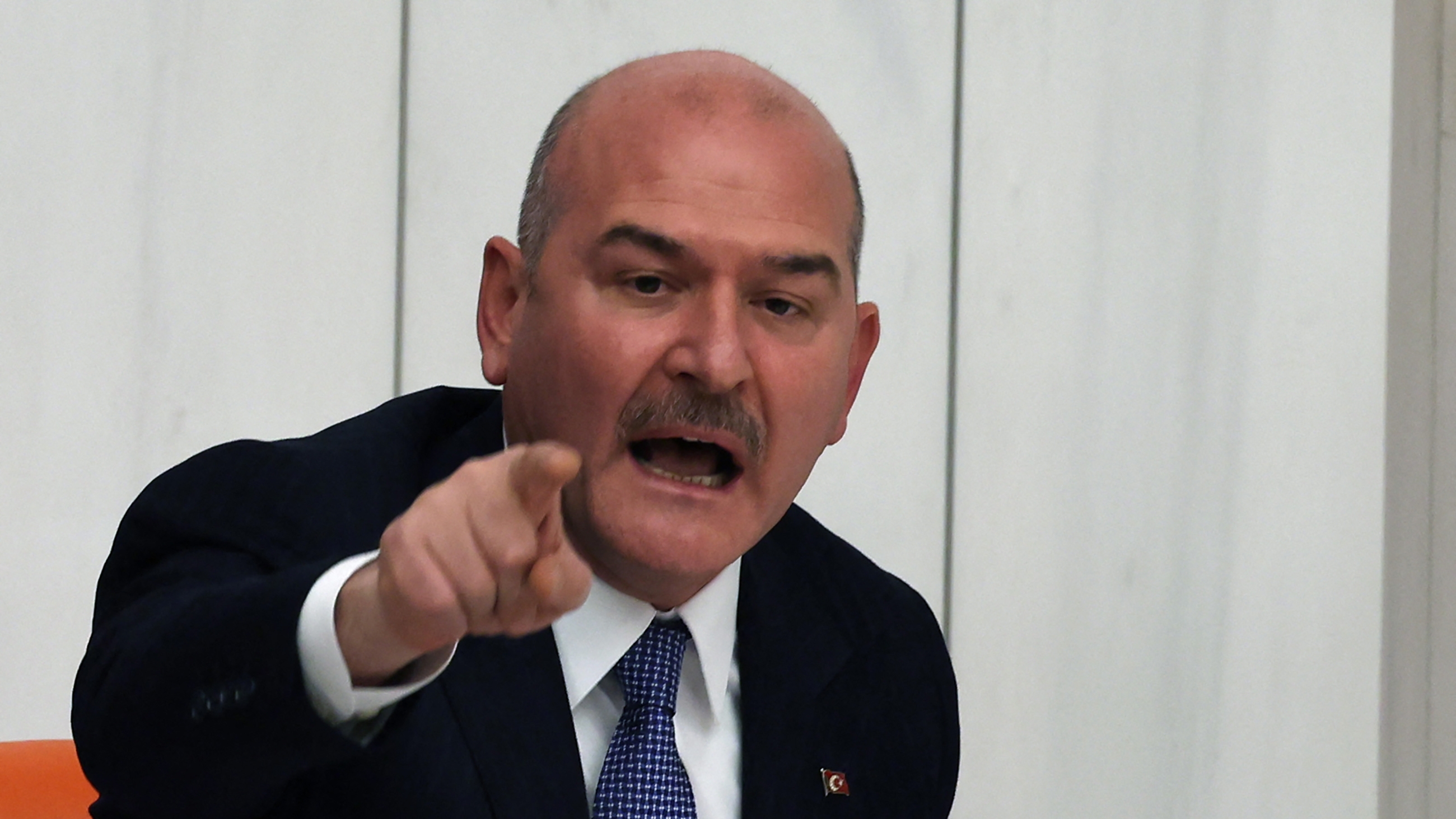 Turkey's Minister of Interior, Suleyman Soylu argues with opposition MPs during the negotiations for the 2023 budget in parliament on 10 December 2022 in Ankara (AFP)