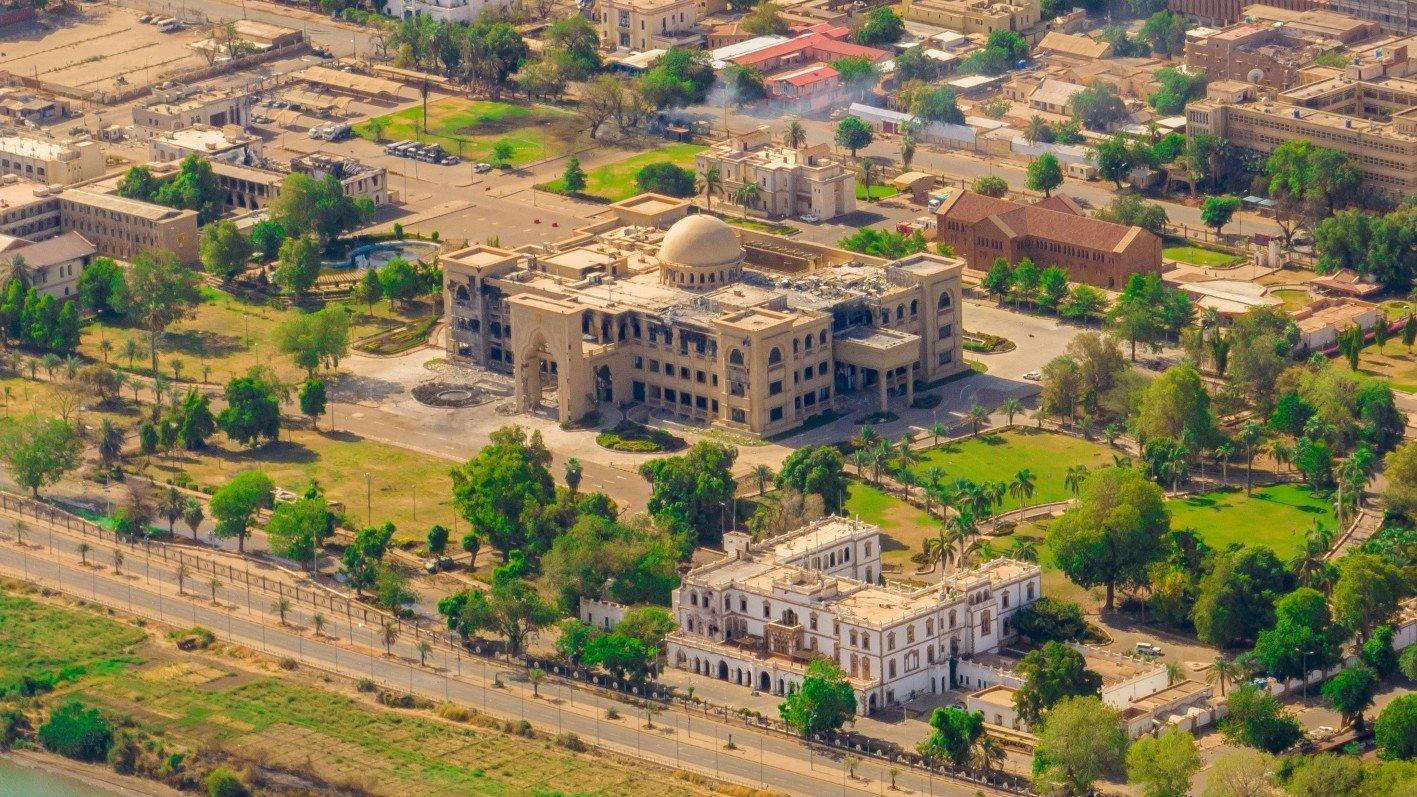 Drone footage of the Republican Palace site in Khartoum on 10 May (Abd Almohimen Sayed)