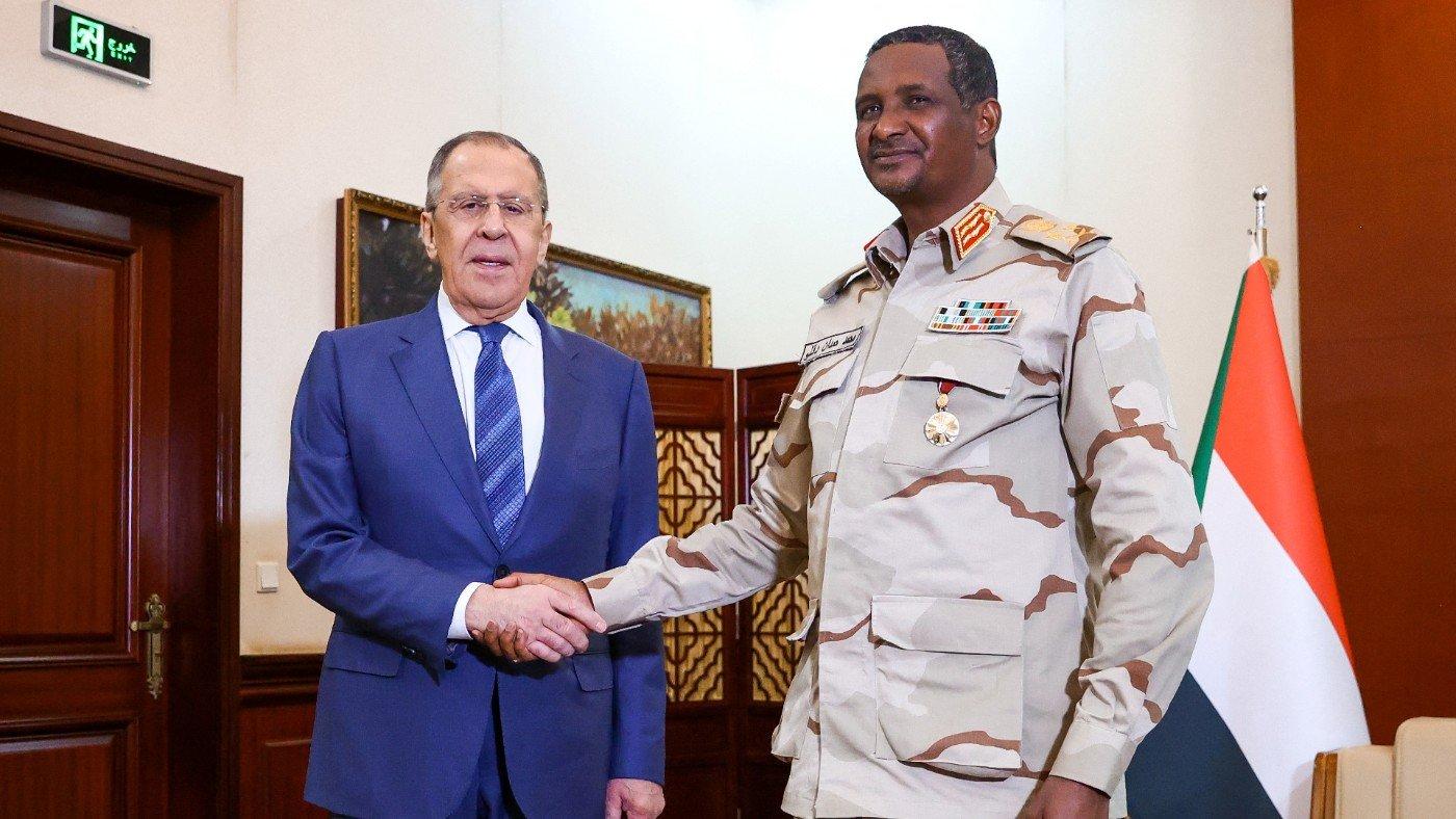 Russian Foreign Minister Sergei Lavrov pictured with Sudanese military leader Mohamed Hamdan Daglo, aka Hemeti (Reuters)